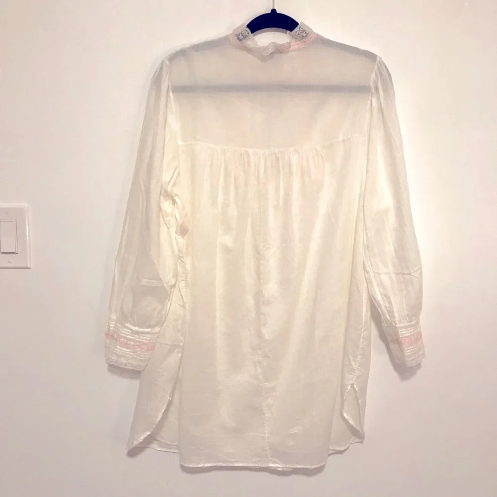 Vintage Night Flowers lingerie ivory cotton nightgown with lace detailing - Picture 5 of 11